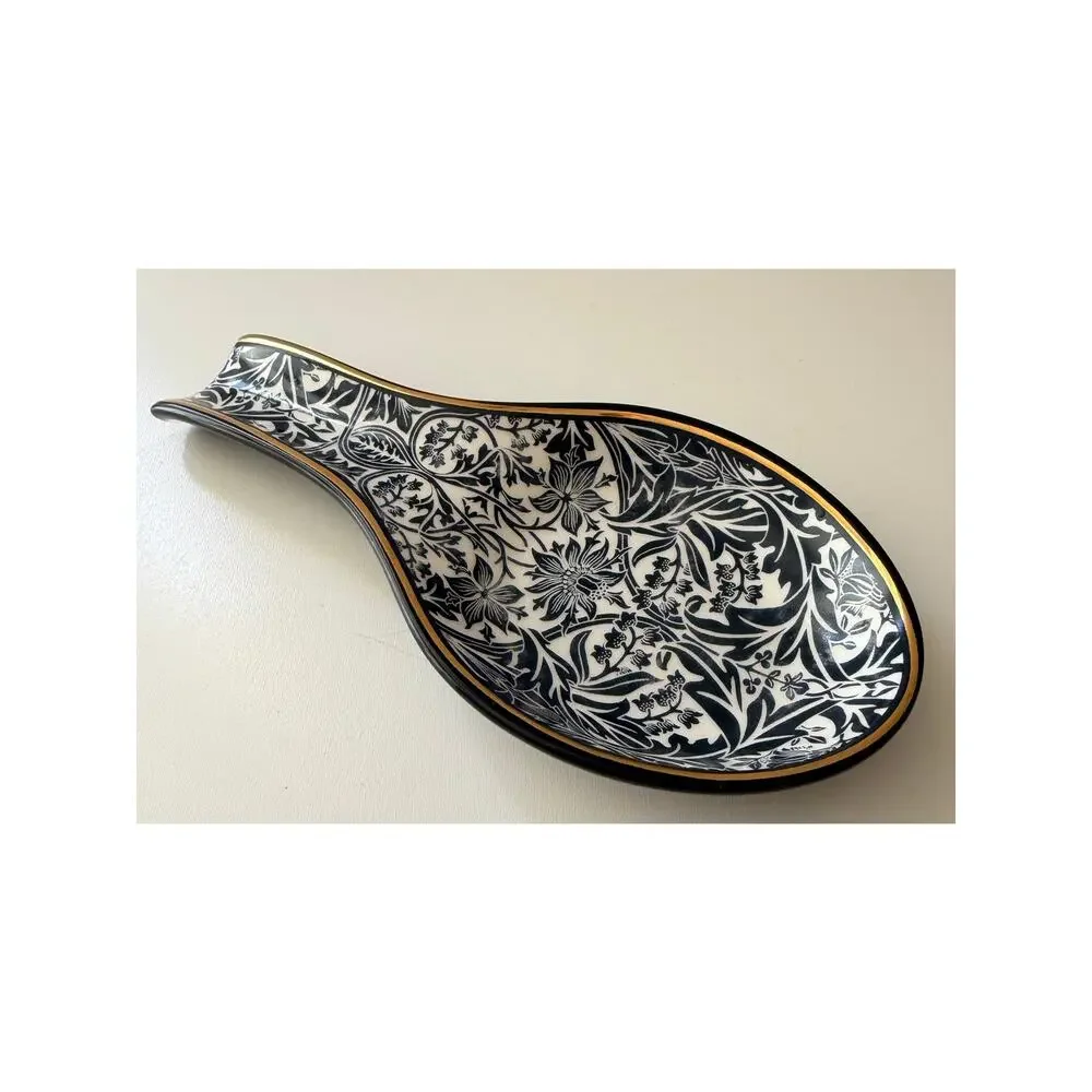 Williams Sonoma Morris & Co Blue & White Spoon Rest LN Blue White Gold Mint